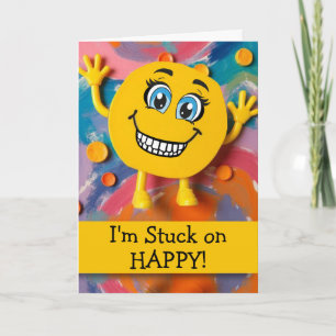 Cartão Cara Sorridente Feliz Congratulações Presa