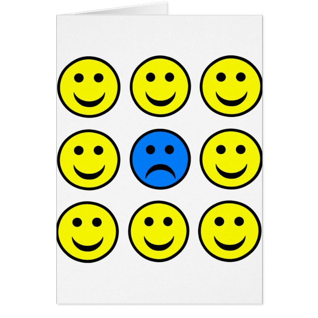 Cartão Cara triste em uma multidão de feliz (Frente)