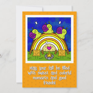 Cartão Caracóis-Cachorros Atravessando o Log do Arco-Íris