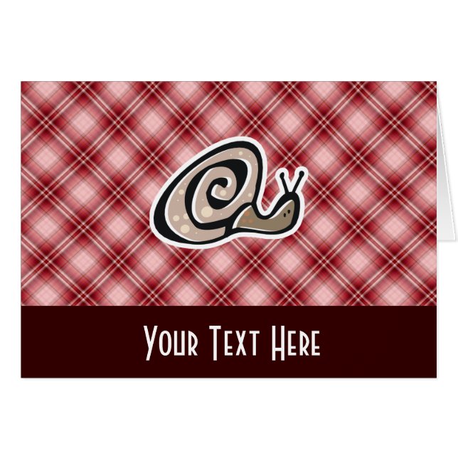 Cartão Caracol vermelho da xadrez (Frente Horizontal)