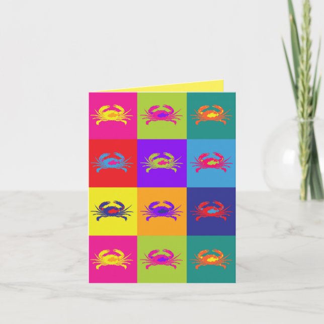 Cartão Caranguejos Pop de Aniversário Felizes, Multicolor (Frente)