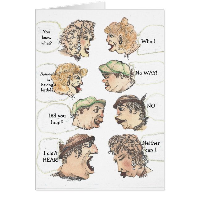 Cartão Caras e raparigas, aniversário humorístico (Frente)