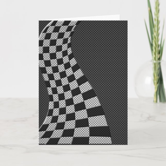 Cartão Carbon Fiber Like Racing Flag Wave Print (Frente)