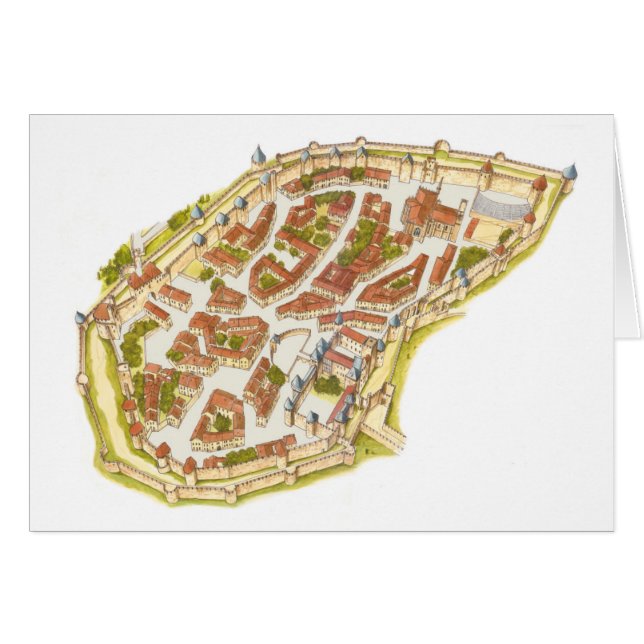 Cartão Carcassonne France. Vista aérea (Frente Horizontal)