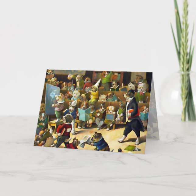 Cartão Card: Dog School by Louis Wain (Frente)