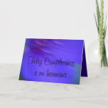 Cartão Card - Feliz Cumpleaños a mi hermana<br><div class="desc">This is a Dean Johnson Fine Art design card en español.  This "Feliz Cumpleaños a mi hermana" card (azul y púrpura) is blank and dark blue inside,  it’s customizable and ready for your personalized message.  Gracias for supporting my Zazzle store.</div>