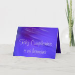 Cartão Card - Feliz Cumpleaños a mi hermana<br><div class="desc">This is a Dean Johnson Fine Art design card en español.  This "Feliz Cumpleaños a mi hermana" card (azul y púrpura) is dark blue inside,  it’s customizable and ready for your personalized message.  Gracias for supporting my Zazzle store.</div>