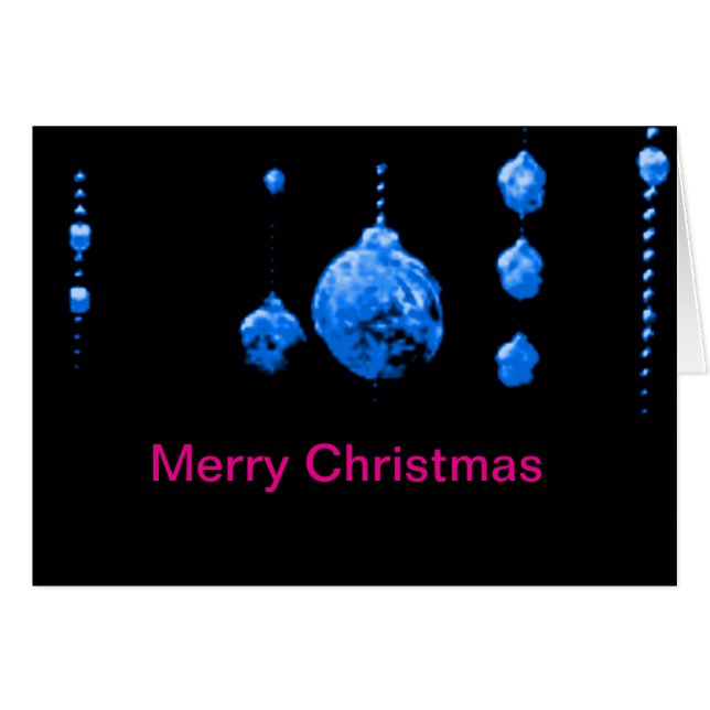 Cartão Card Merry Christmas Dancing Balls Blue MUSEUM Zaz (Frente Horizontal)