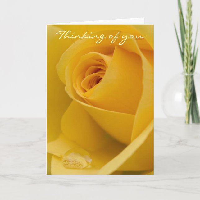 Cartão Card - Thinking of you Yellow Rose with Rain (Frente)
