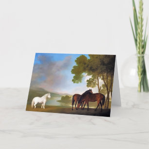 Cartão Card: Two Bay Mare & a Grey  Pony