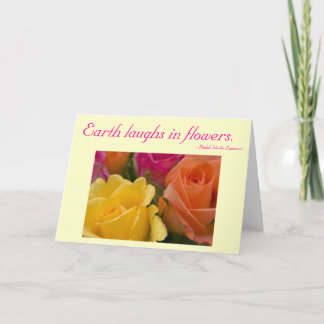 Cartão Card with Quote - Bright roses orange pink yellow