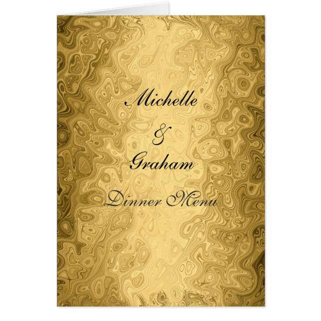 Cartão Cardápio de Casamento Dourado (Frente)