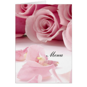 Cartão Cardápio de Casamento Mais Popular Rosas Pink