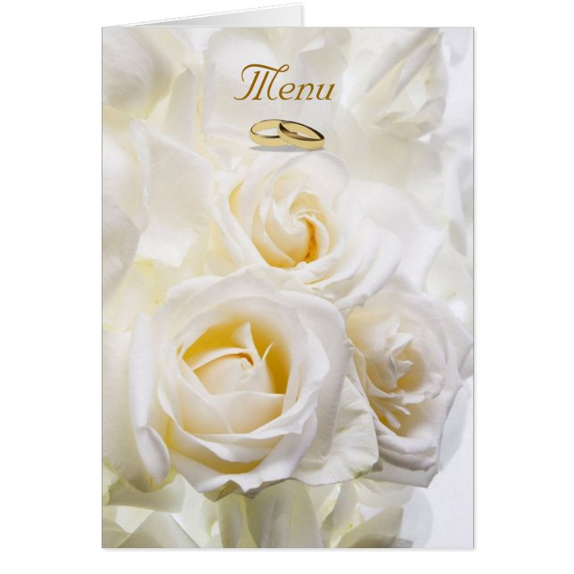 Cartão Cardápio de Casamento Rosas Brancas (Frente)