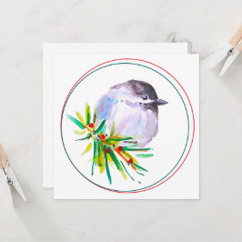 Cartão Cardeal-de-cabeça-preta Aquarela
