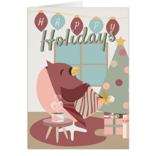 Cartão Cardeal de Resistência Feliz Feriados Beige Pastel