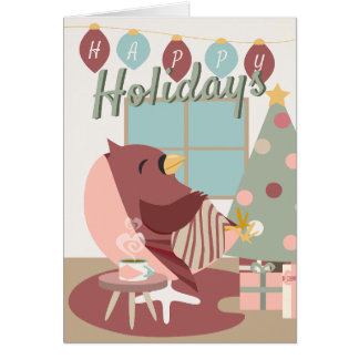 Cartão Cardeal de Resistência Feliz Feriados Beige Pastel
