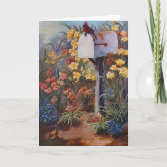 Cartão Cardeal Esperando pelo correio (Frente)