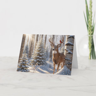 Cartão Cardeal Vermelho Empoleirado nos cilindros de vead