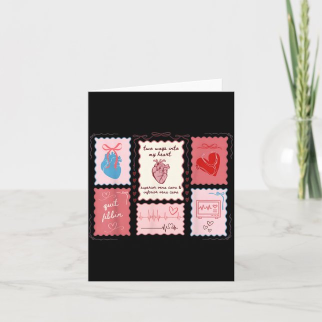 Cartão Cardiac Nurse Scalloped Stamp Heart Anatomy Coquet (Frente)