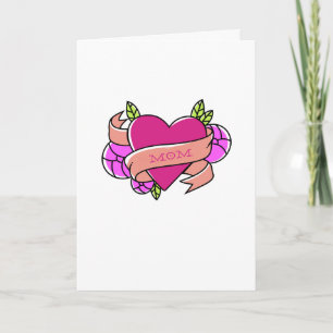 Cartão Cardíaca Tatuagem Mãe Adora Dia de as mães de Aniv