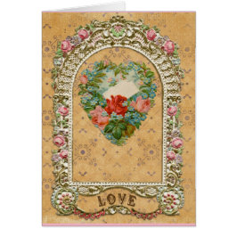 Cartão Cardíaco rosa vitoriano árabe arbor romântico vint