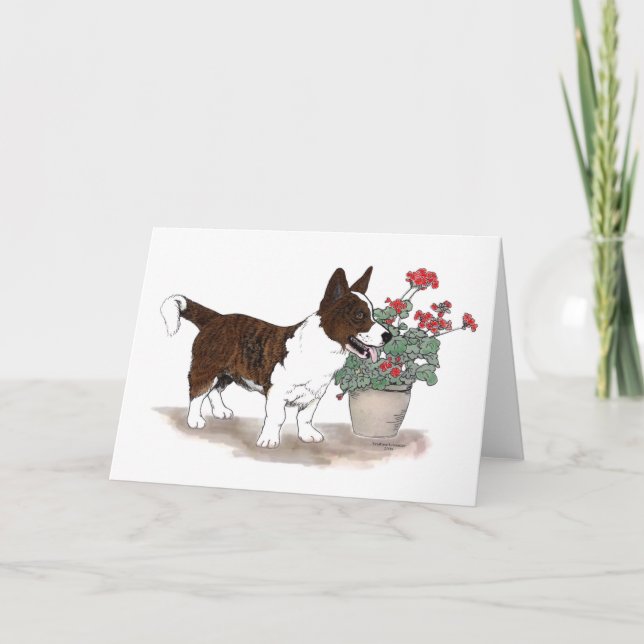 Cartão Cardigan Welsh Corgi Notecard ~ Brindle (Frente)