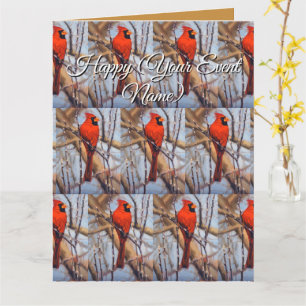 Cartão Cardinal Vermelho Bonito Pousado no Galho