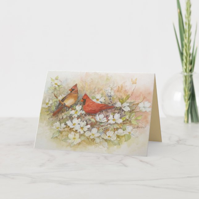 Cartão 'Cardinals 'n Dogwood' greeting card (Frente)
