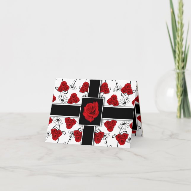 Cartão Cards template - customizable red roses (Frente)