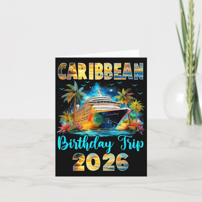 Cartão Caribbean Birthday Trip 2026 Family Birthday Cruis (Frente)