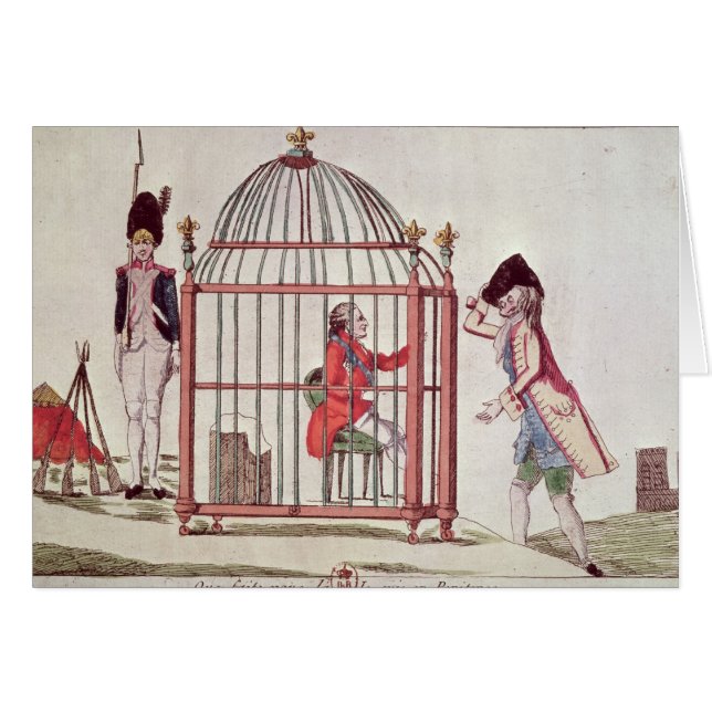 Cartão Caricatura de Louis XVI em uma gaiola (Frente Horizontal)