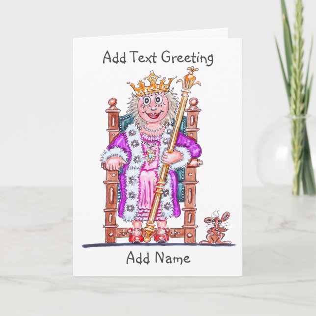 Cartão Caricatura de Mulher Rainha ou Princesa (Frente)