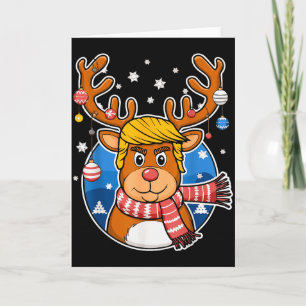 Cartão Caricatura de Rena de Trump de Natal