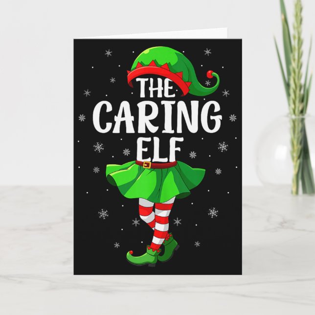 Cartão Caring Elf Christmas Girls Women Elf Squad Xmas Fa (Frente)