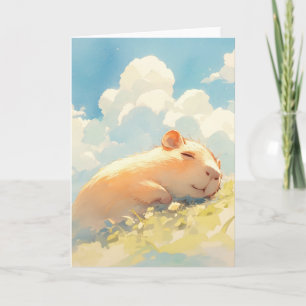Cartão Carinho de Capivara na Grama
