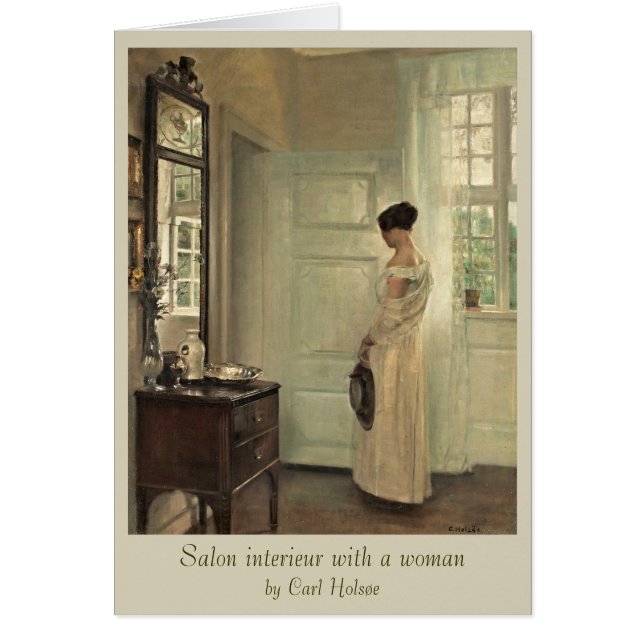 Cartão Carl Holsøe Salon interieur com a mulher CC0573 (Frente)