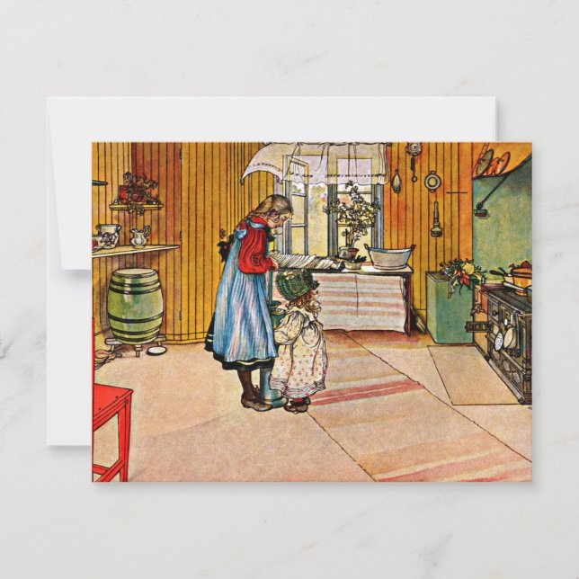 Cartão Carl Larsson art: A Cozinha, pintura popular (Frente)