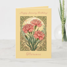 Carnations Rosa em Estilo Art Nouveau para Anivers