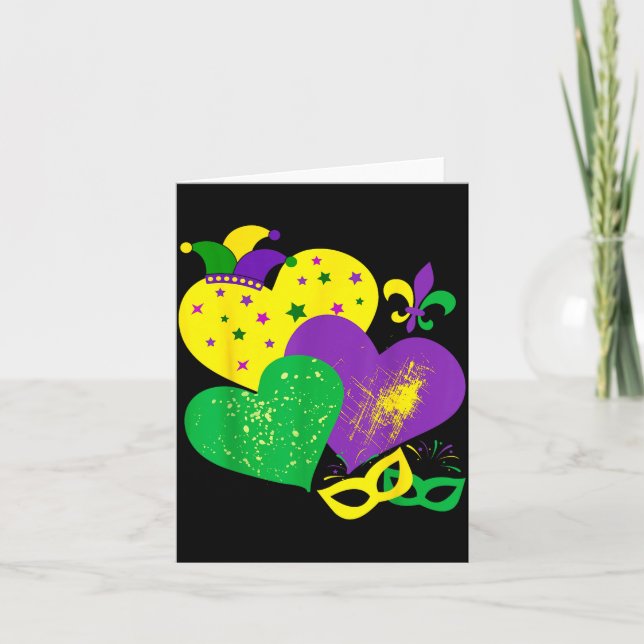 Cartão Carnaval Antigo 2025 Corações Fofos Dia dos Namora (Frente)