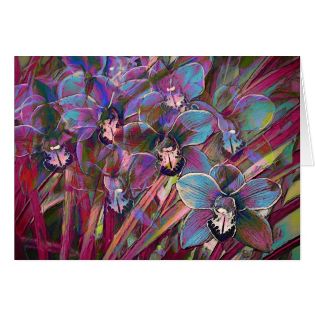 Cartão Carnaval de Orquídea Cymbidium (Frente Horizontal)