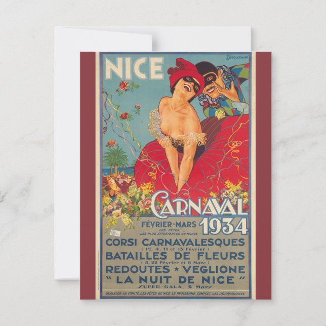 Cartão Carnaval francês Vintage Nice 1934 (Frente)