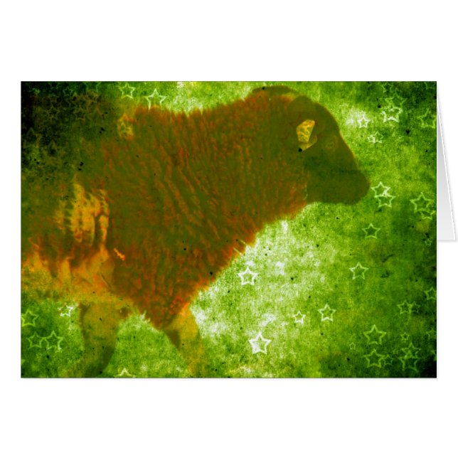 Cartão Carneiro num Campo de Estrelas (Frente Horizontal)