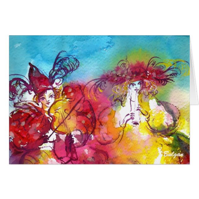 Cartão CARNIVAL NIGHT / Mascarada veneziana,Dance Music (Frente Horizontal)