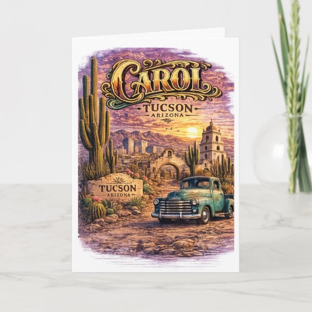 Cartão Carol Tucson Arizona Personalizado Sudoeste (Frente)