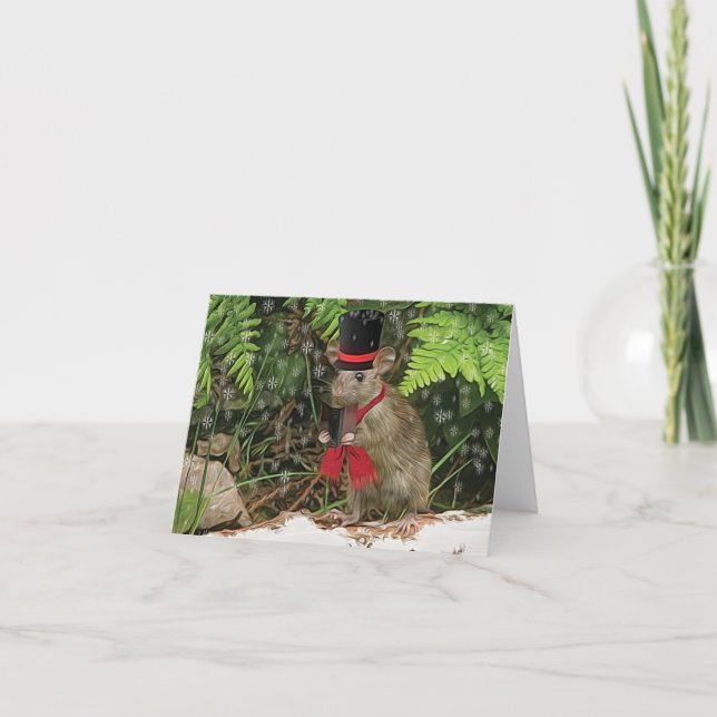 Cartão Caroleiro de Rato de Natal (Frente)