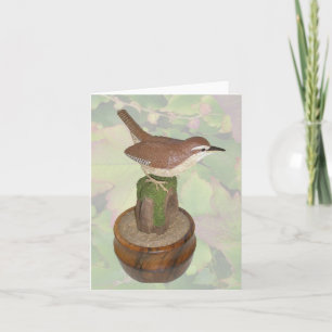 Cartão Carolina Wren Woodcarving Note Card