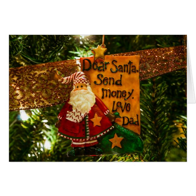 Cartão Caros Papais noeis Enviam Dinheiro (Frente horizontal)