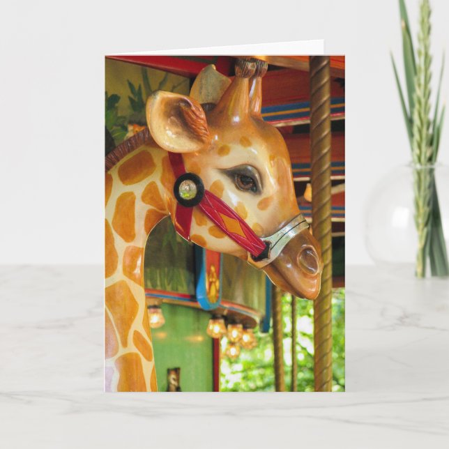 Cartão Carousel Giraffe Greeting Card (Frente)