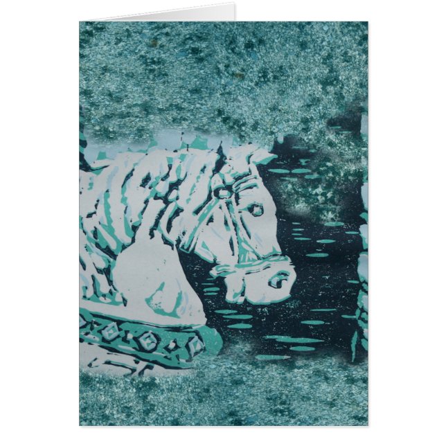 Cartão Carousel Horse Aquamarine (Frente)